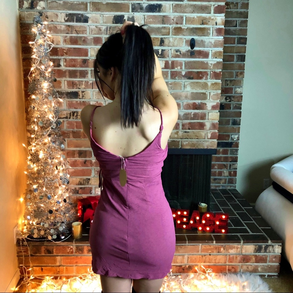 Pink Ruffled V Neck Wrap Mini Sexy Dress - Picture 8 of 8